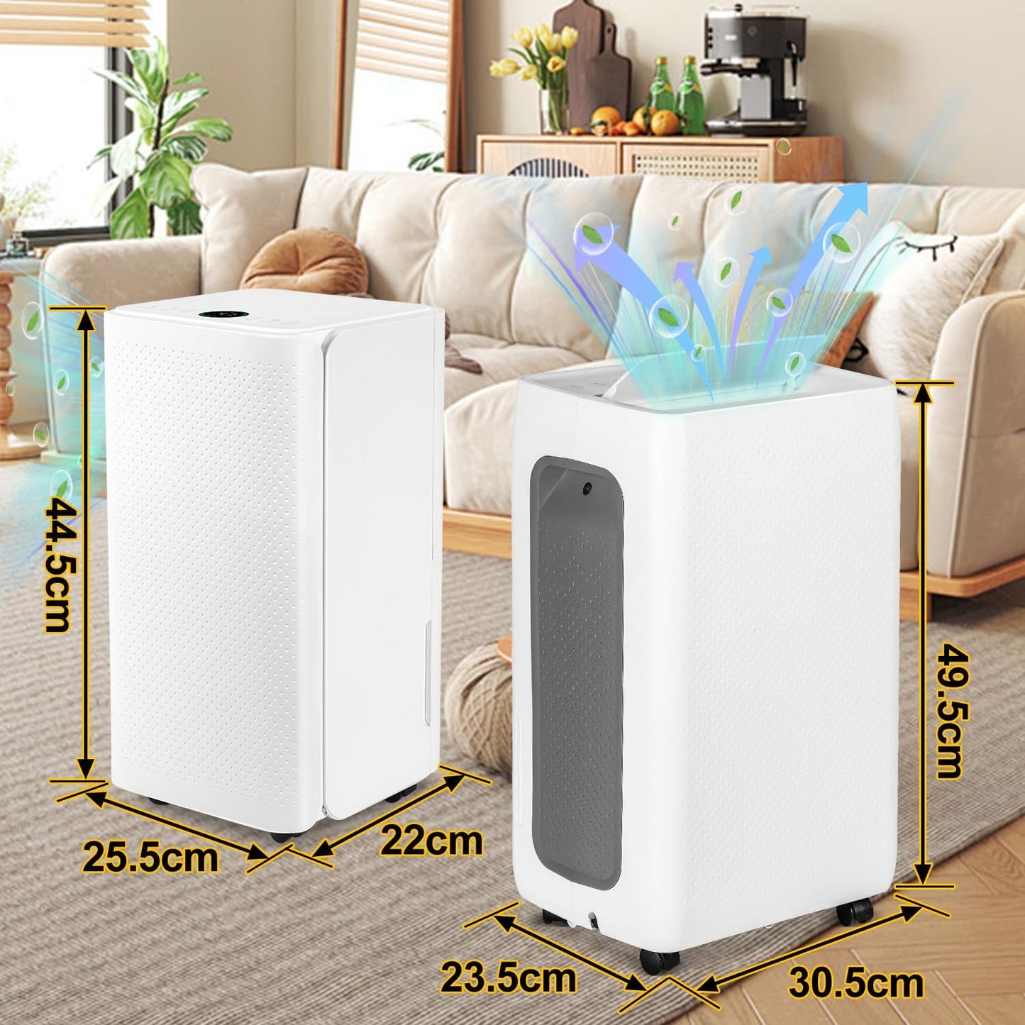 Luchtontvochtiger 26 liter in 24 uur, ontvochtigingscapaciteit: ca. 30 ~ 50 m², led-display met timerfunctie