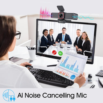 Webcam – Streaming Webcam – USB Webcam – Laptop Webcam – Vergadercamera – 4K-UHD Met AI-Tracking En HDR – Dubbele AI-Ruisonderdrukkende Microfoons