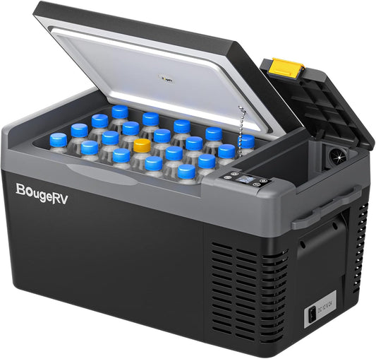 BougeRV CRPRO Compressor koelbox 12 V, 20 liter auto koelbox (-20 °C ~ 10 °C), 12/24 V DC & 110-240 V AC draagbare auto koelkast, 12 V koelkast, voor auto, camping, reizen