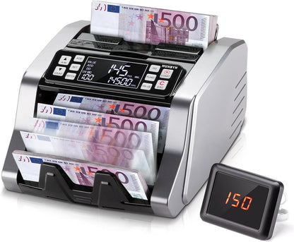 Geldtelmachine – Biljettenteller – Bankbiljettenteller – Geldteller – Valutateller – UV/MG/IR/MT-Detectie – Waardetelling Voor EUR En USD