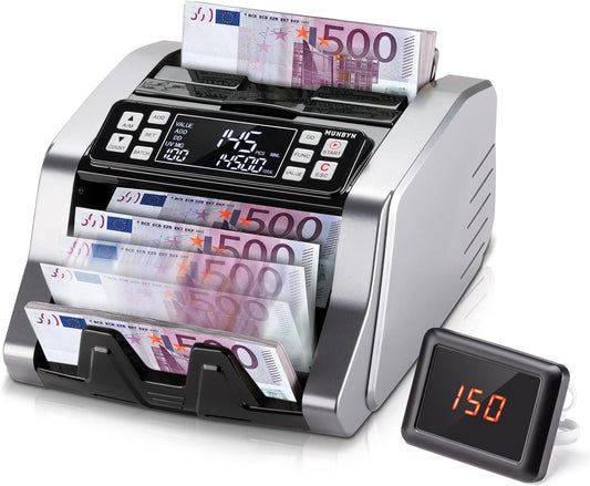 Geldtelmachine – Biljettenteller – Bankbiljettenteller – Geldteller – Valutateller – UV/MG/IR/MT-Detectie – Waardetelling Voor EUR En USD