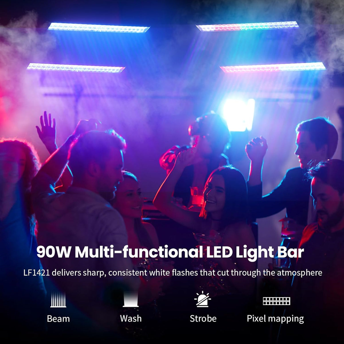 BETOPPER LF1421 Matrix LED Light Bar RGBW, 35 Segments, 4.4° Beam, Strobe 30Hz, DMX512 for Stage Effects, Pixel Mapping - QUORE