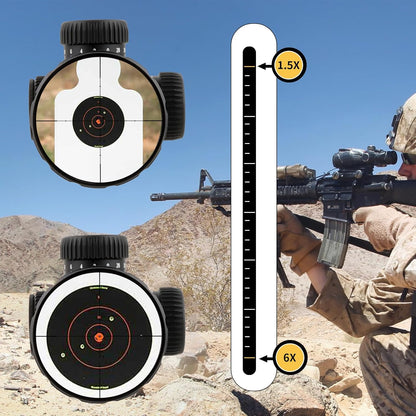 FOCUHUNTER 1,5 - 6 x 24 mm telescoop, zijdelingse parallaxcompensatie optische monoculair, groene volledig multigecoate 30 mm buiszoeker met 4 montageringen