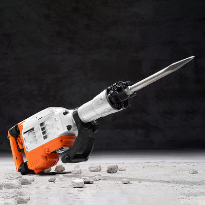 VEVOR Demolition Hammer, 3500W, Hammer, 60J 1900BPM, Hammer Drill with 2 Interchangeable Chisels, 360° Rotating Handle, Anti-Vibration, Concrete Crusher for Chiseling, Construction, Plumbing