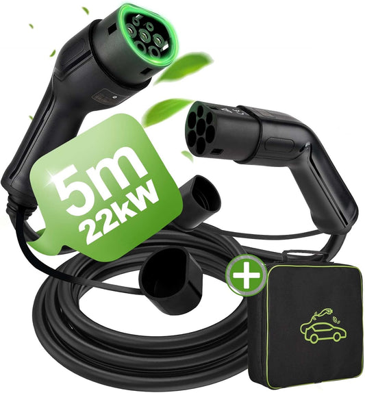 <font dir="auto" style="vertical-align: inherit;"><font dir="auto" style="vertical-align: inherit;">        Electric car charging cable, type 2, 32 A, 22 kW, three phase, 5 m, type 2 on type 2, electric car cable, type 2 BEV PHEV, compatible with European
