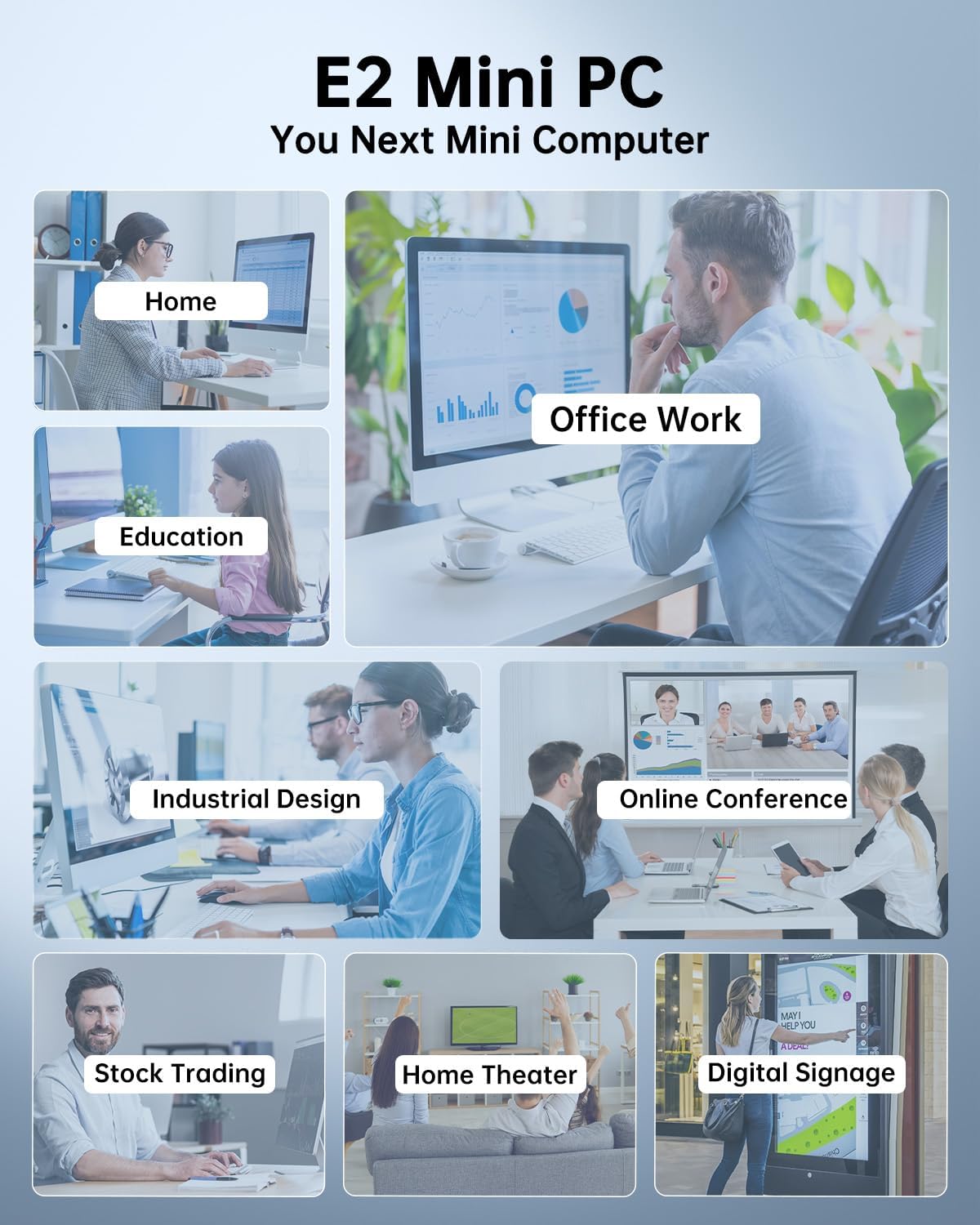 NiPoGi Essenx E2 Mini PC Ιntel Alder Lake-Ν95 (tot 3,40 GHz) 16GB DDR4, 512GB M.2 SSD, Mini Desktop Computer W-11 Pro, HDMI, DP, 4K Dual-Display, Dual WiFi, Micro PC met VESA voor Kantoor/Thuis/HTPC