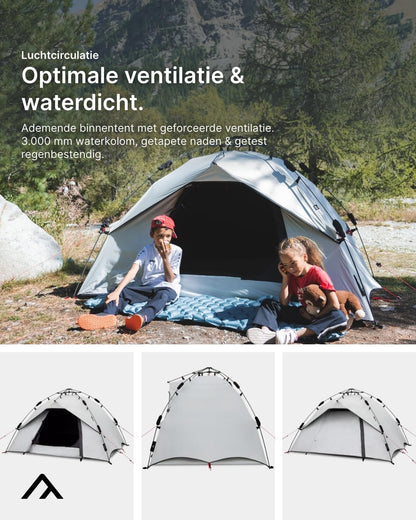 Qeedo Quick Ash 2, camping tent 2 persoons, pop up tent (Quick-Up-System)