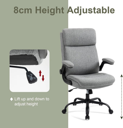 CASTLOVE Stoffen Bureaustoel Ergonomische Computer Bureaustoel Draaibare Brede Executive Office Chair met Opklapbare Armsteun voor Kantoor Thuis (Grijs)