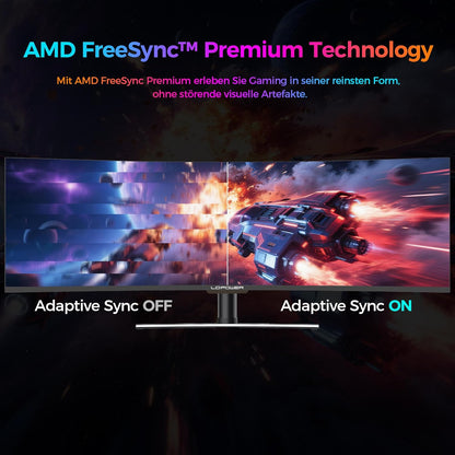 LC-Power LC-M49-DFHD-144-C-Q Ultrawide Gaming-Monitor, gebogen, 49 inch (1500R, QLED-VA, 144Hz, DFHD 3840 x 1080, AMD FreeSync™ Premium, HDR 400, levendige kleuren)
