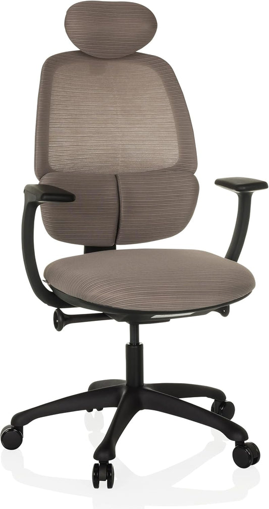 hjh OFFICE Professionele bureaustoel RI-COVER stof/netstof Grijs