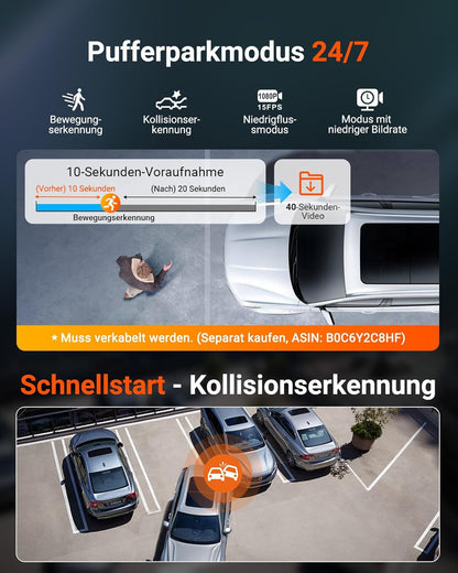 Dashcam Auto – Autocamera – Dashboardcamera – Rijcamera – Camerasysteem Auto – Driekanaals Opname Voor Binnen En Achter – Spraakbediening