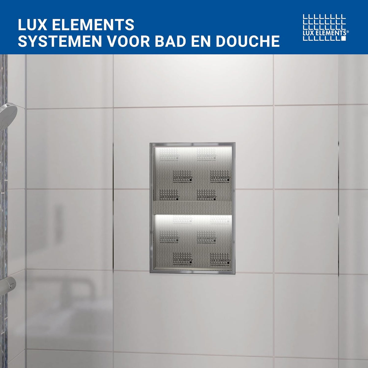 LUX ELEMENTS Wand nis douche klaar om te betegelen 55,9 x 40,6cm I Prefab douchenis ﻿incl. 1 tussenschot I ﻿Plaatsbesparende planchetmogelijkheid