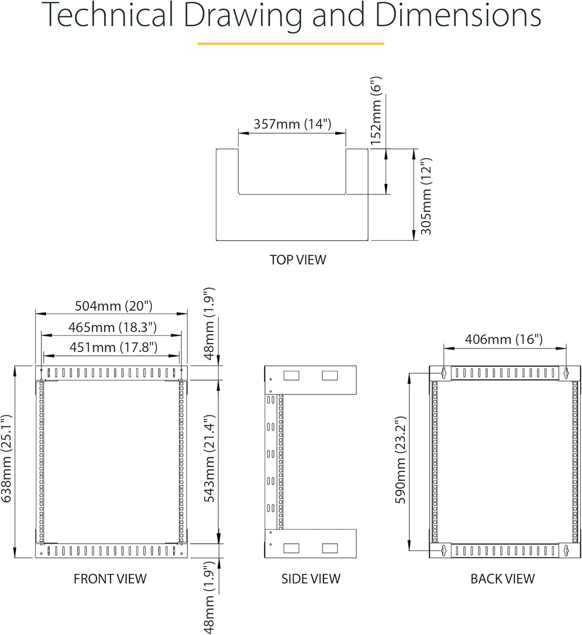 StarTech.com 2 Post 12U Heavy-Duty Wandmonteerbare Server Rack, 19" Open Frame Netwerk Rack, 30cm Diep, Data Rack voor IT/AV/Patchpaneel/Computer Apparatuur (RK12WALLO)