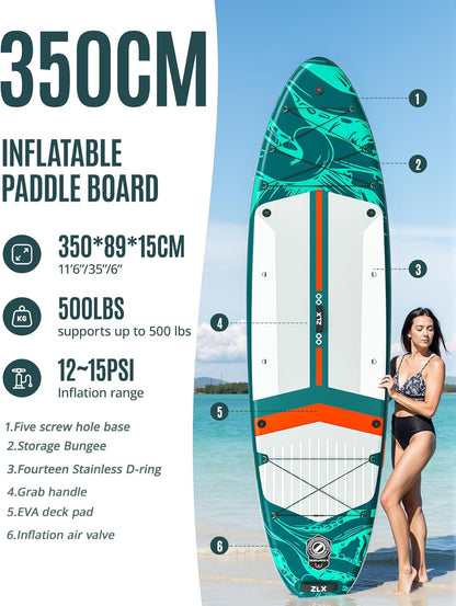 ZLX 350 cm opblaasbaar stand-up paddleboard