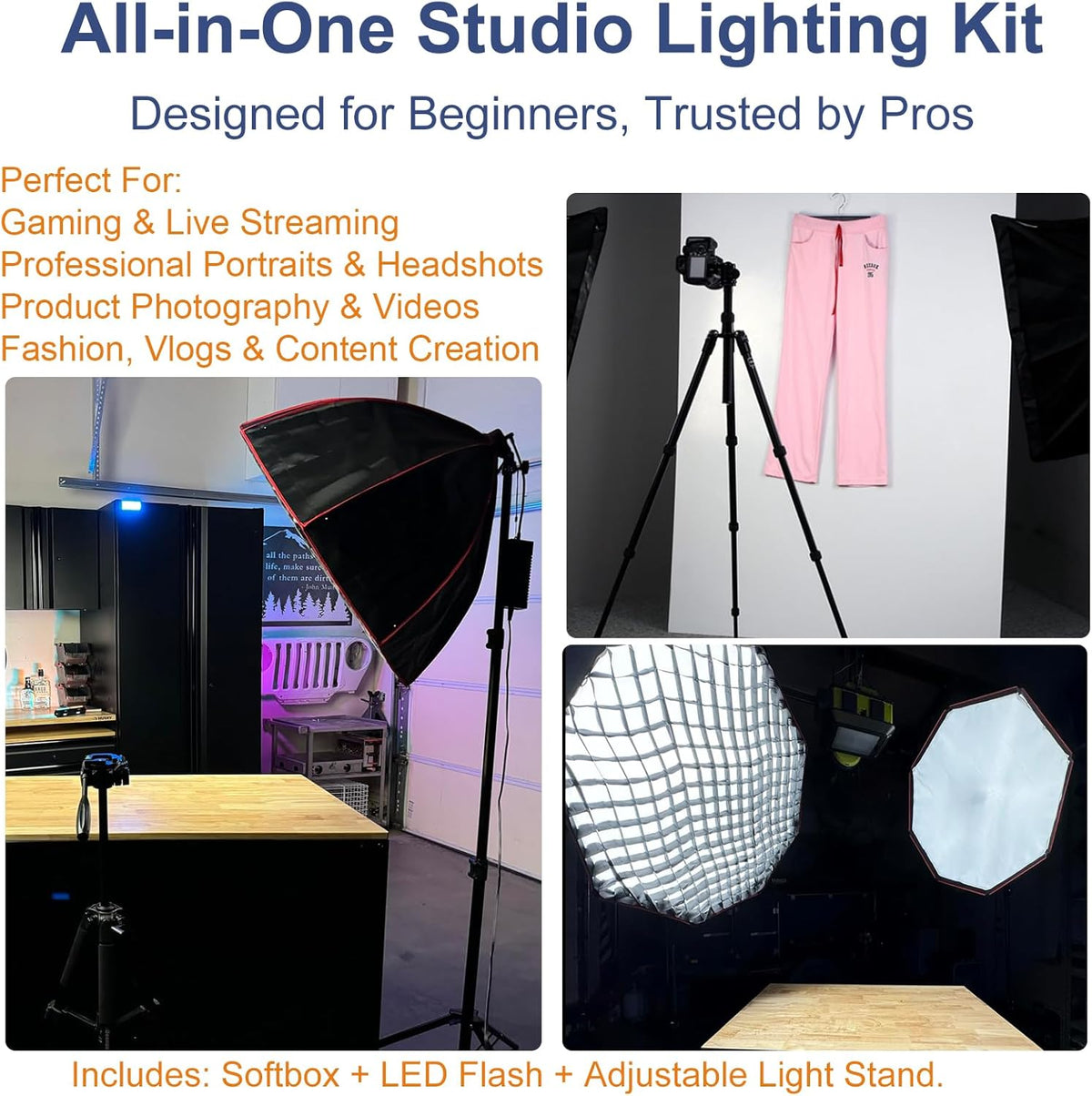 37 Inch Achthoekige Softbox Verlichtingsset – Studioverlichting – Studiolamp – Softbox Verlichting – LED Videolamp – 110W Dimbaar – 97 CRI