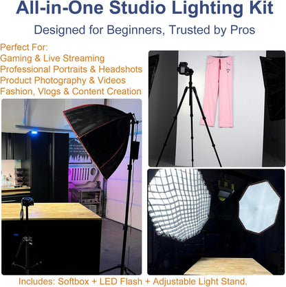 37 Inch Achthoekige Softbox Verlichtingsset – Studioverlichting – Studiolamp – Softbox Verlichting – LED Videolamp – 110W Dimbaar – 97 CRI