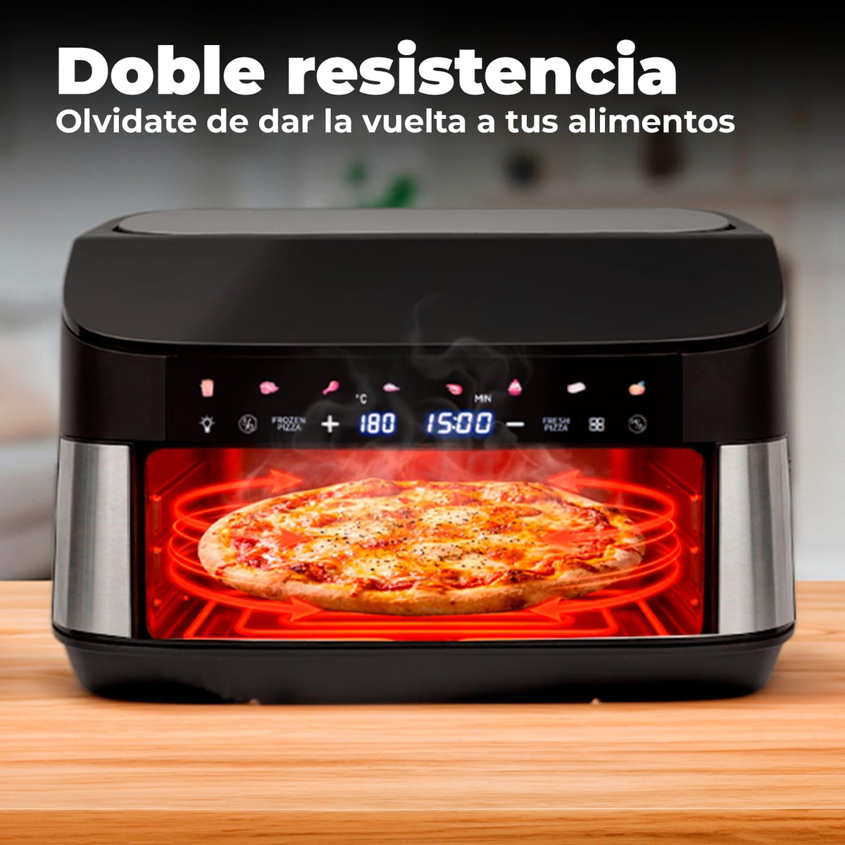 Fagor Naturfry SmartCrust-luchtfriteuse met dubbele weerstand, vermogen 2200 W, 7 l inhoud, led-touchscreen, 10 vooraf ingestelde menu's, temperatuurregeling 40-230 °C