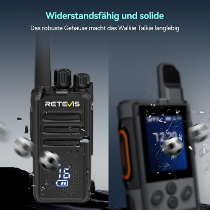 Retevis RT668H Walkie Talkie Active View-display, met 10-Weg Oplader, Oplaadbare Walkie-Talkie VOX, USB-C, PMR446 Professionele Tweewegradio met Oortelefoon voor Hotel, Beveiliging (Zwart, 10 Stuks)