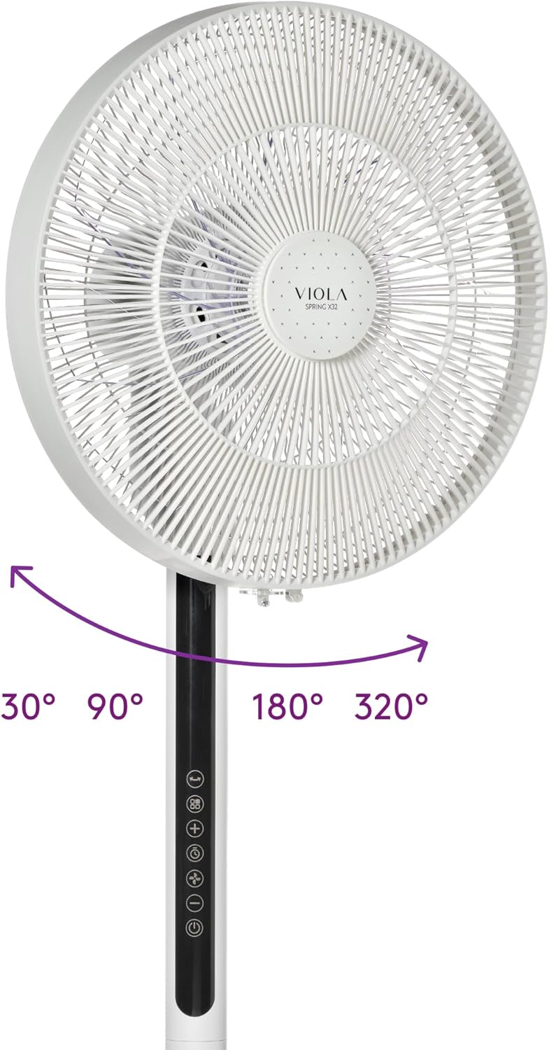 Staande ventilator – Vloerventilator, Voetventilator, Statiefventilator, Ventilator op voet – 25 dB Slaapstand – 32 Snelheden, 320° Oscillatie