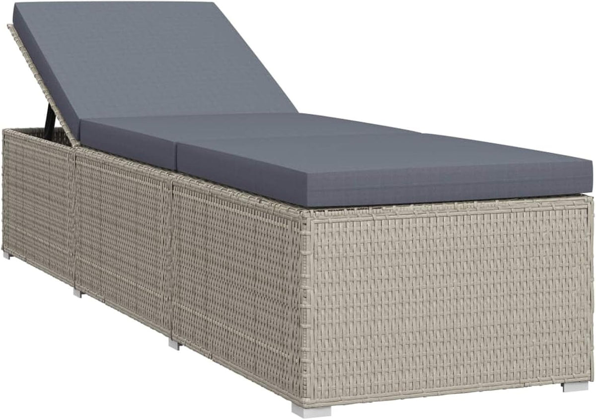 Tidyard 3-piece sun lounger, chaise longue with table, garden chair, rattan lounger, side table, relax chair, beach chair, sun lounger, leisure chair, both sides sunbed are adjustable - QUORE