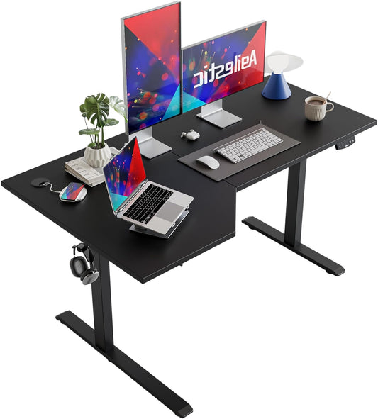 Agilestic Electric Standing Desk 150 cm L-Shape, Height Adjustable for Working at Home Standing or Sitting, Ergonomic Computer Desk, Black - QUORE