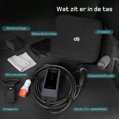 dé EV Oplader CEE 11kW [10m, 3-Fase, 6-16A] Wallbox 11kW met Type 2 Laadkabel en Digitaal LCD Bediening voor ID.3/4/5, Model 3/Y, EX30, IX1, Q3/4/5 en Andere EV & PHEV