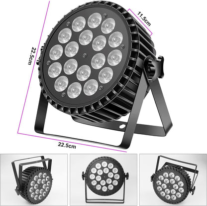 Par LED UV RGB Luci Palcoscenico Discoteca DJ Faretti 18 LED Par DMX Auto Sound 200W, 8CH Alluminio Fari LED Effetti Luce Stroboscopica Discoteca DJ voor Festa Show Halloween Natale-4
