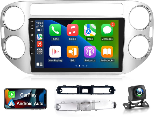Android Car Radio for VW Tiguan 2006-2016, 9 Inch IPS Touch Screen with Wireless CarPlay Android Car, 2G+64G, GPS Navigation, WiFi, Bluetooth, FM RDS, DSP, SWC + Rear View Camera - QUORE