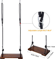 Schommelzitje - Schommels - Kinderschommel - Schommelplankje - voor Binnen Buiten - In Hoogte Verstelbaar Touw - Belastbaar tot 200kg - Dennenhout - 43 x 19.5 cm - Bruin