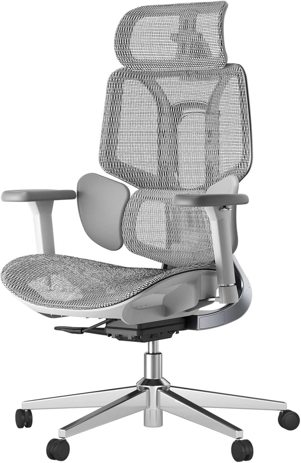 Hbada E3 Air Ergonomische Bureaustoel met 3-Zone Dynamische Lendensteun, 3D Verstelbare Hoofdsteun, 3D Verstelbare Armleuningen, Grijs