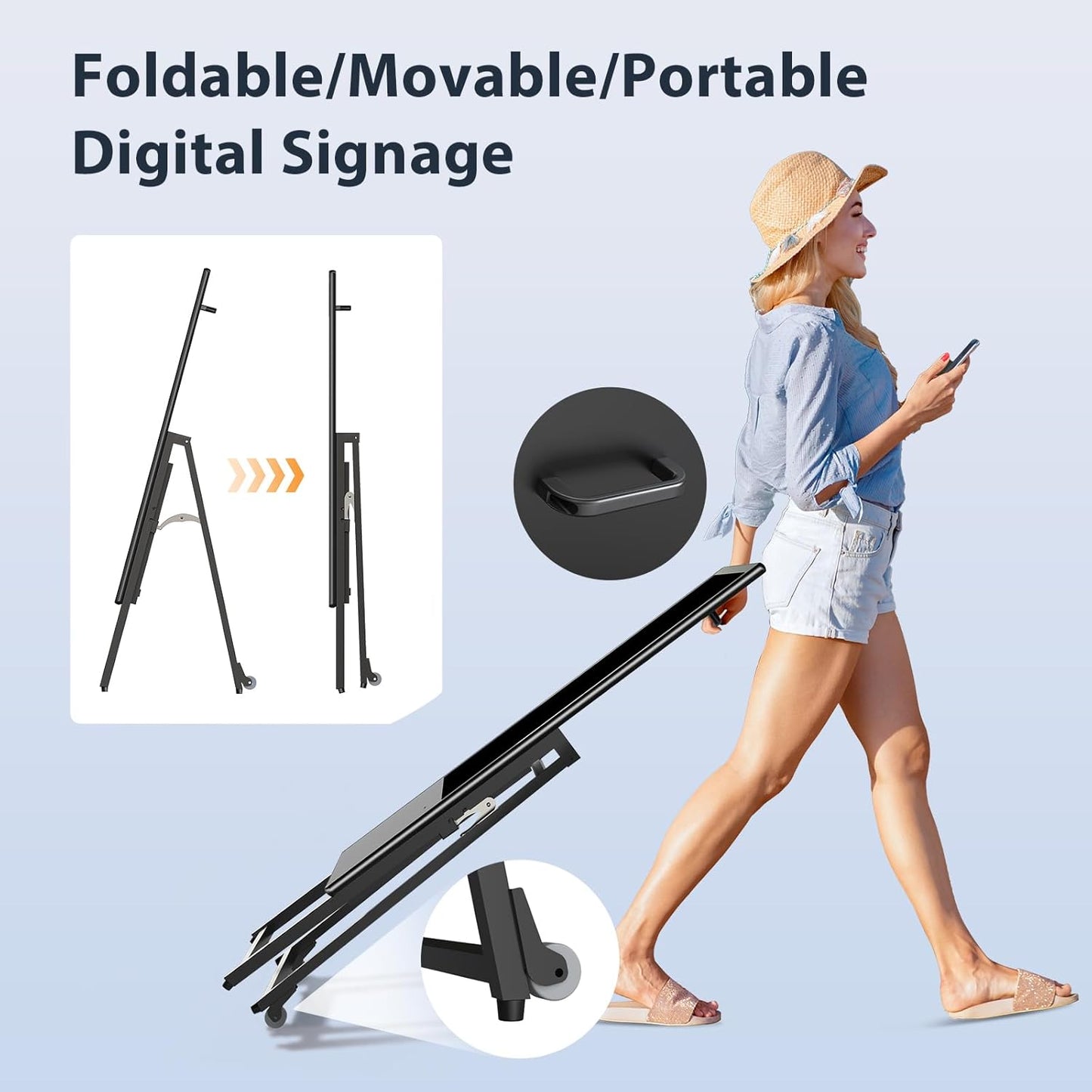 Digitale klantenstopper 32 Inch – LCD-reclamedisplay – Digitale signage – Reclamedisplay – Digitaal display – Full HD 1920 x 1080 – Met wielen