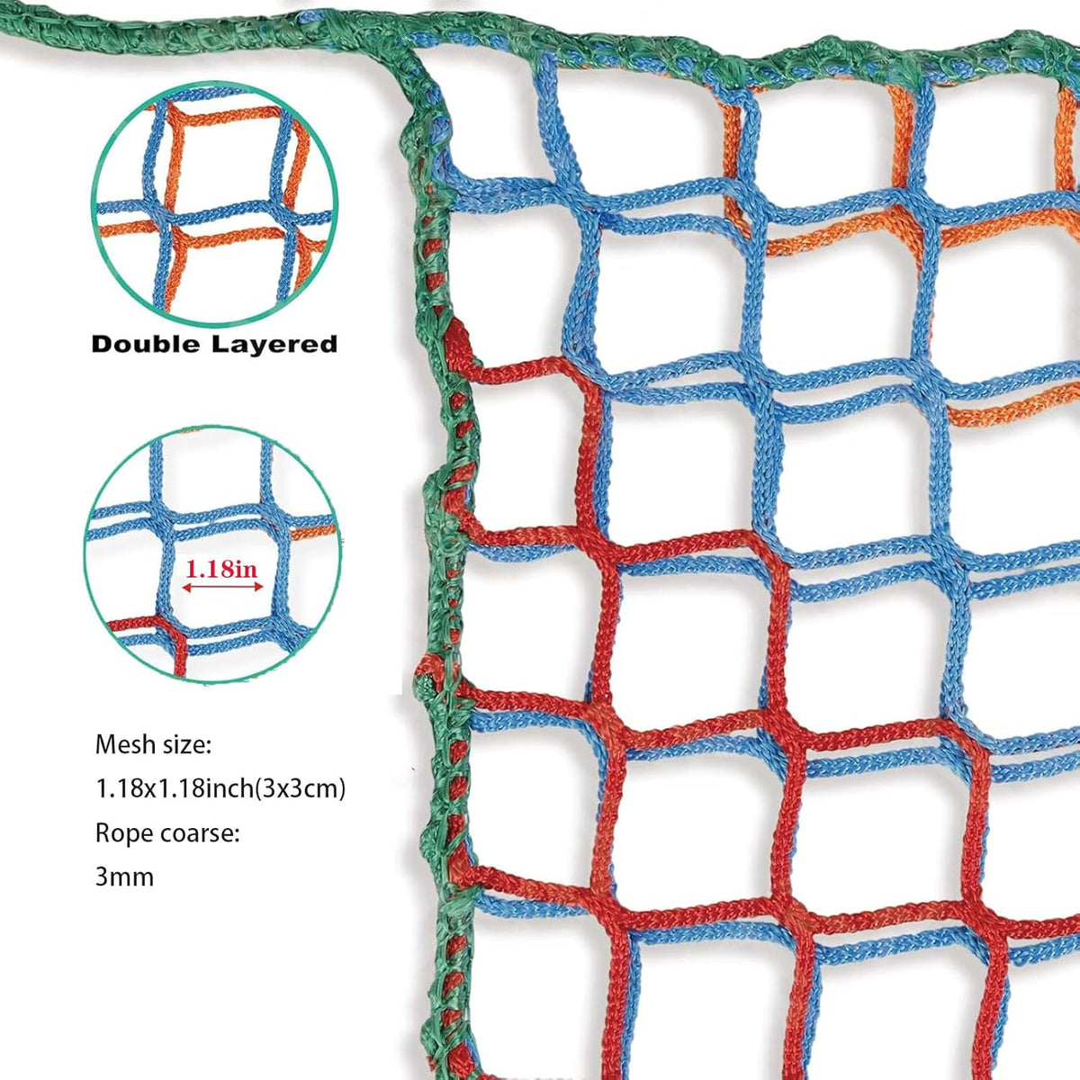 Playground Safety Net Climbing Cargo Net Voor Kinderen, Veelkleurige Kinderachtige Klimnet Van De Achtertuin, Treehouse Accessories, Heavy Duty Safety Net, Achtertuin, Outdoor Entertainment(Size:1x8m)