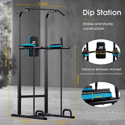 JX Fitness Power Tower Multifunctional Fitness Training Device with Pull-Up Bar for Push-ups, Pull-Ups, Dips, Abdominal Training - QUORE