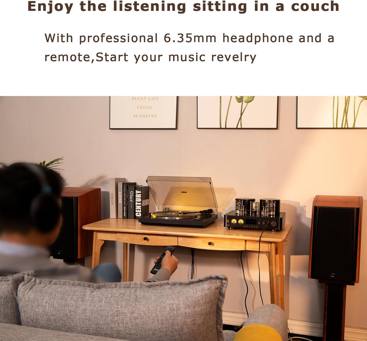 Juson Audio JTA100 200 W vacuümbuisversterker, geïntegreerde hybride met BT 5.0, Optisch AUX RCA Phono-ingang en hoofdtelefoonuitgang, 2.1CH Class AB, hifi home audio voor platenspeler