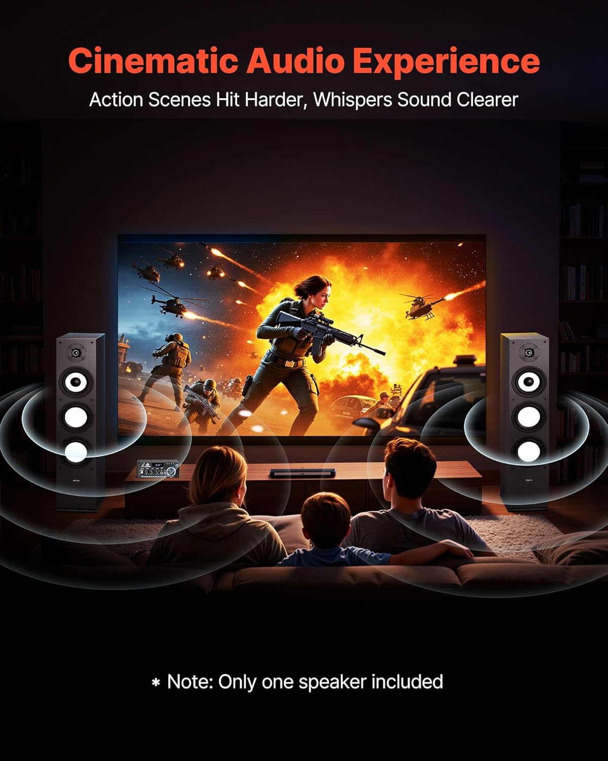 VEVOR Staande luidspreker, 2-weg systeem met 2,54 cm tweeter, 16,51 cm woofer, 200 W piekvermogen, 70 Hz - 20 kHz frequentierespons, robuuste MDF-behuizing, voor thuisaudio, afzonderlijk