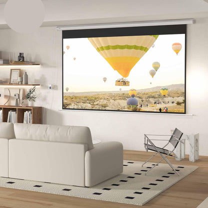 Projectiescherm Elektrisch – Motorisch Projectiescherm – Beamerdoek – Uittrekbaar Scherm – Filmscherm – Groot Scherm 266 X 149 CM – Inclusief Afstandsbediening