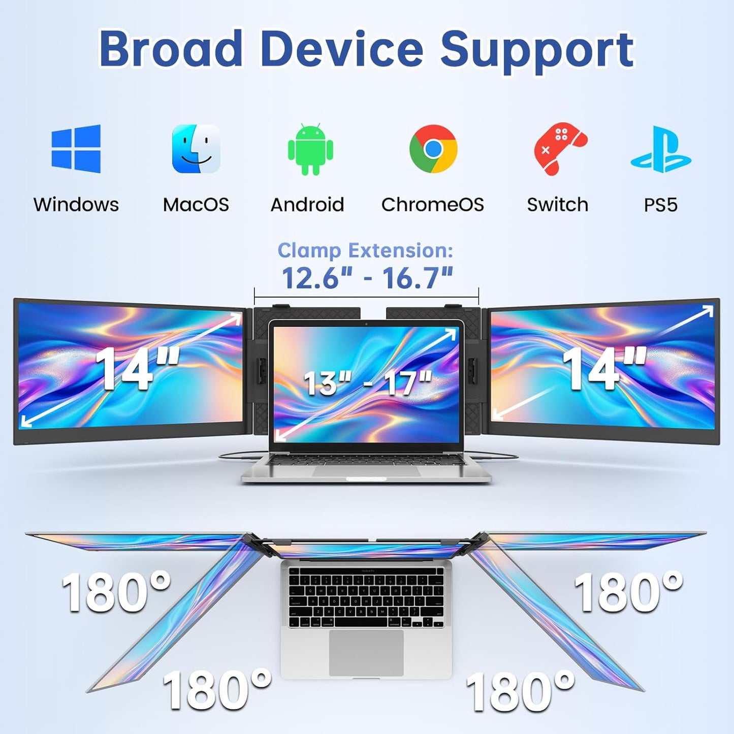 Draagbaar 14 Inch Scherm – Mobiel Monitor – Extensie Display – Laptop Extra Scherm – Ultralicht 1000g – Full HD 1080p – USB-C & HDMI Plug & Play
