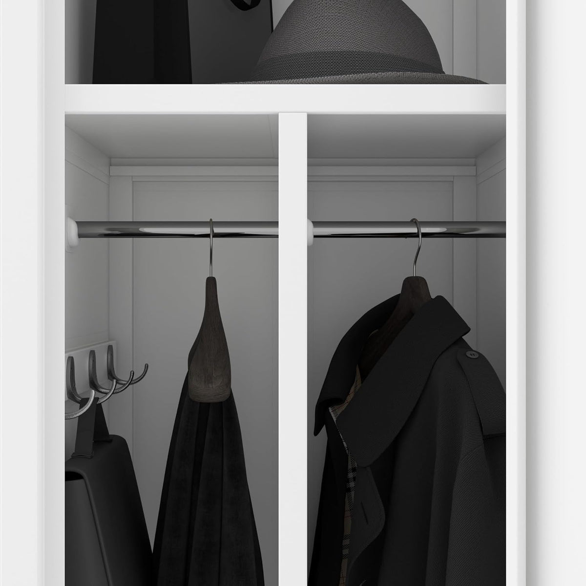 Jan Nowak Metal Clothes Locker Lockable Wardrobe for Dressing Room and Social Room with Partition Ventilation Hooks and Clothes Rail Robust Locker Cabinet 180 x 50 x 40 cm - QUORE
