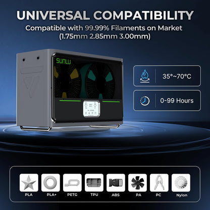 Filamentdroger – Droogbox – Filamentbox – 3D Printer Droger – Filament Oven – 4 Rollen Capaciteit – 360° Snelle Verwarming & Automatische Vochtigheidscontrole