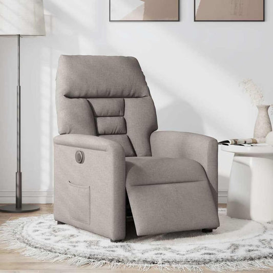 Relaxstoel – Fauteuil – Ligstoel – TV-Stoel – Draaifauteuil – Elektrisch Verstelbaar – Taupe Stoffen Bekleding