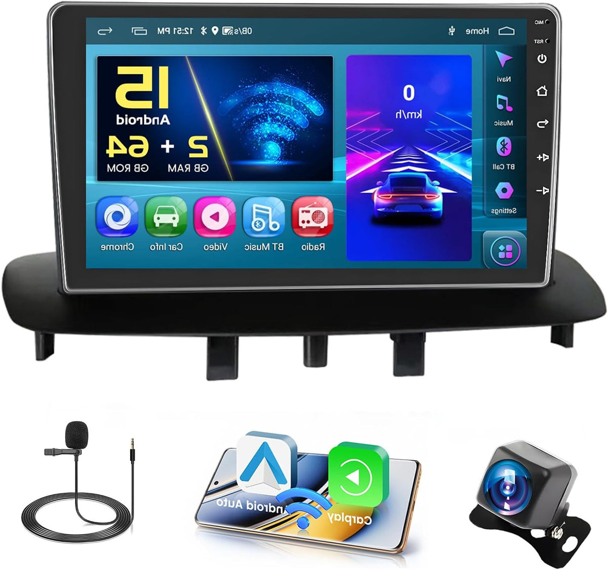Android 13 Autoradio – Multimedia Speler – Navigatiesysteem – Touchscreen Radio – Inbouw Radio – 9 Inch HD Scherm – Draadloze CarPlay & Android Auto