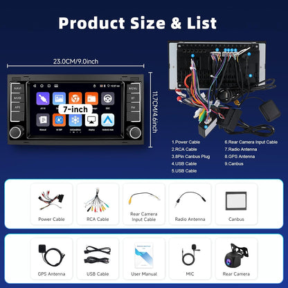 Autoradio – 2-Din Autoradio – Multimedia Autoradio – CarPlay Radio – Android Auto Radio – 7 Inch Touchscreen – Android 13 4+64GB, GPS/WiFi