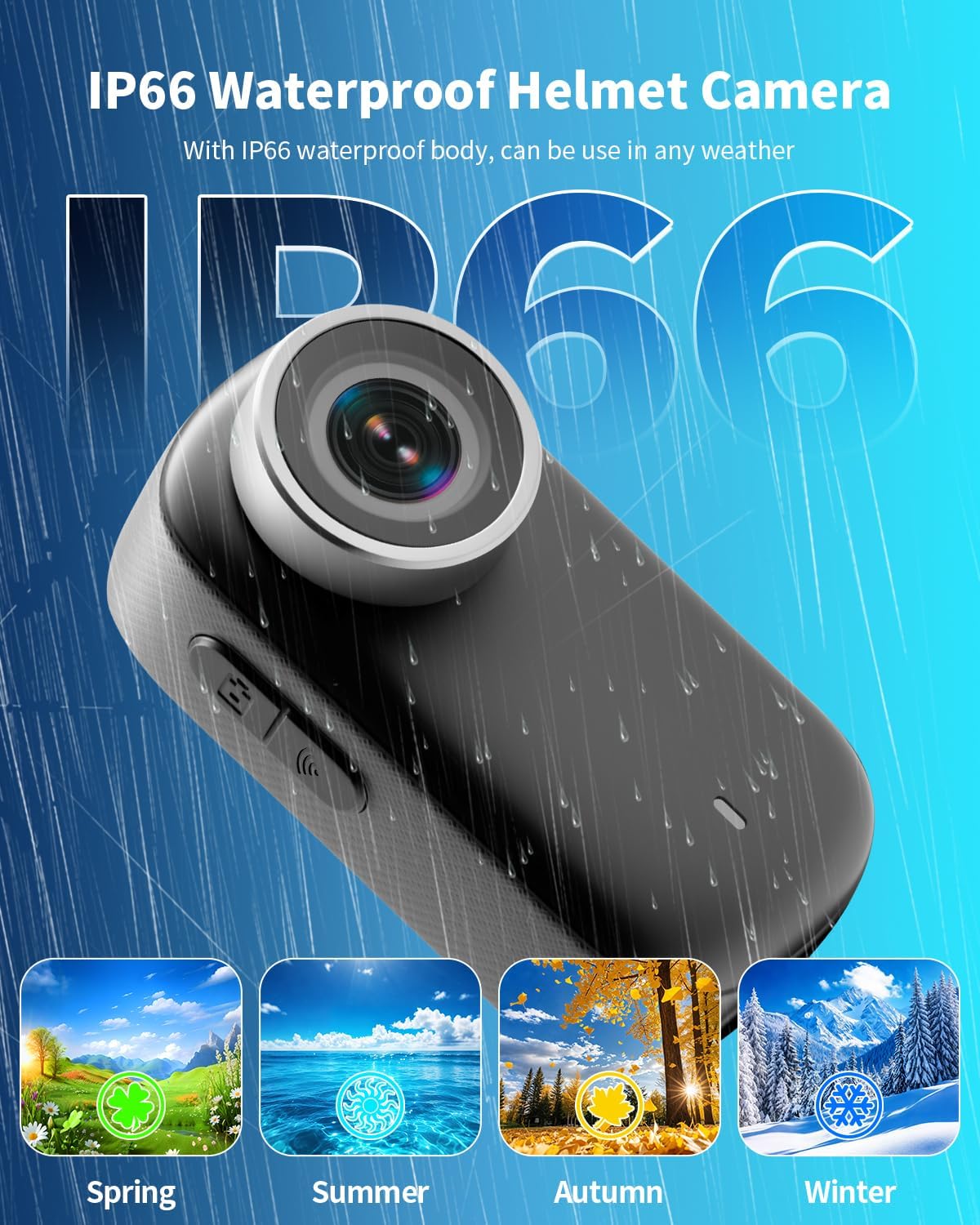 Action Cam 4K WiFi, lichaamscamera, mini bodycam, 64 GB, 150 graden kleine motor-/sportcamera, helmcamera met display, actiecamera's, vlog, videocamera met multifunctionele accessoires