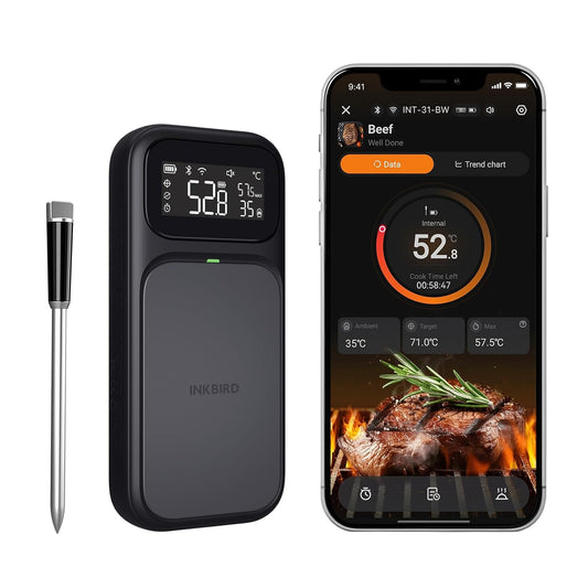 INKBIRD Draadloze Vleesthermometer, grillthermometer wifi 5G, en Bluetooth 5.4, multisensor temperatuursensor, NIST-geteste nauwkeurigheid, voor oven, grill, smoker, rotisserie airfryer oven