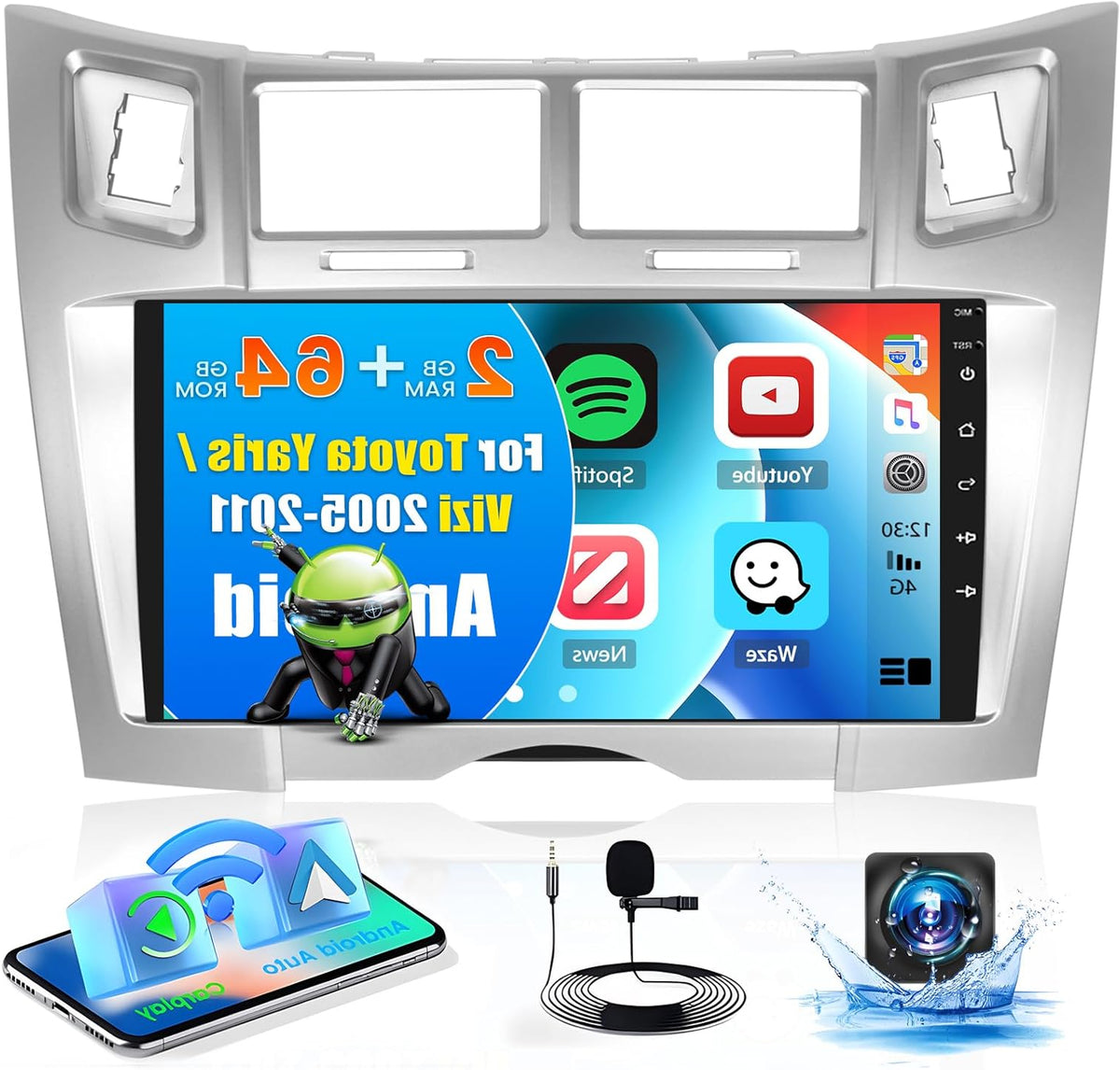 Autoradio Toyota Yaris – Multimedia Speler – Navigatiesysteem – Touchscreen Radio – Android Auto – 9 Inch HD Touchscreen – Draadloze CarPlay & GPS Navigatie