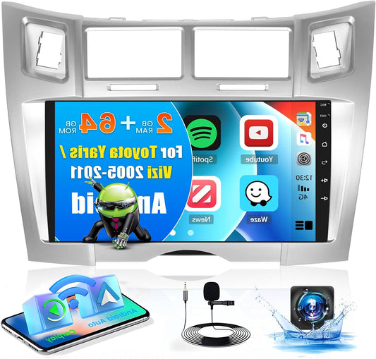 Autoradio Toyota Yaris – Multimedia Speler – Navigatiesysteem – Touchscreen Radio – Android Auto – 9 Inch HD Touchscreen – Draadloze CarPlay & GPS Navigatie