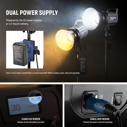 Videolamp – Led Videolicht – Studiolamp – COB Led Lamp – Continu Licht – 130 W, Tot 72.000 Lux Op 1 M – Tweekleurig 2700K-6500K, 12 Effecten
