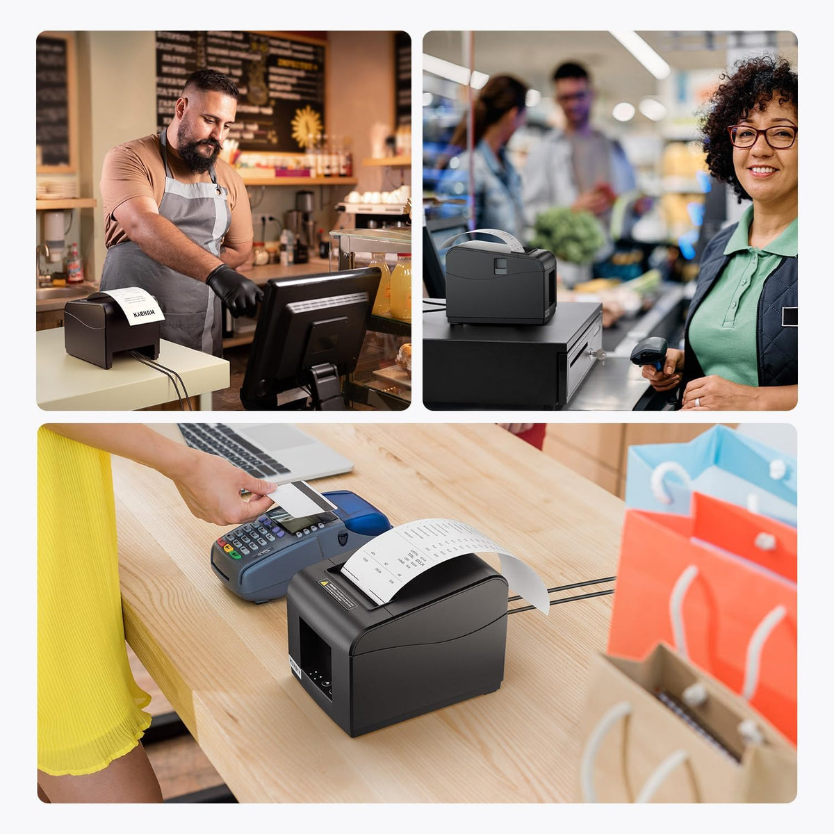 MUNBYN ITPP072 Bondrukcer Thermoprinter, 80 mm, POS-printer met USB + LAN-aansluiting, ontvangstprinter, compatibel met Android, Windows ChromeOS Linux, ondersteunt geen bluetooth-verbinding