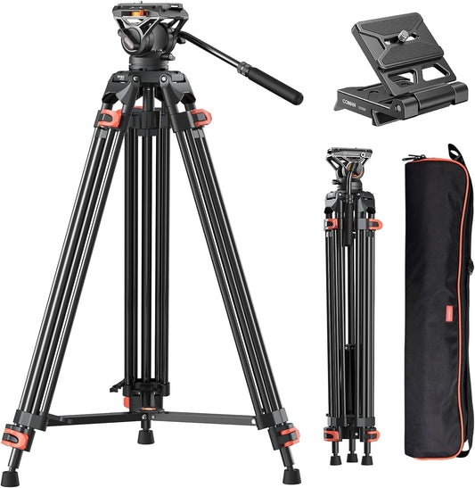 Statief Camera 186 Cm – Camerastatief – Fotostatief – Videostatief – Driepootstatief – 360° Draaibaar & +90°/-75° Kantelbaar – 10 Kg Draagvermogen