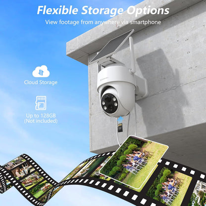 Draadloze Bewakingscamera – Beveiligingscamera – Wifi Camera – Buitencamera – Accu Camera – 2K Resolutie – IP65 Waterdicht – Kleurennachtzicht Met Sirene